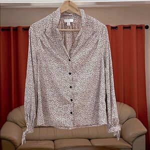 Topshop Red Animal Print Button Up Blouse Shirt Top Size 6